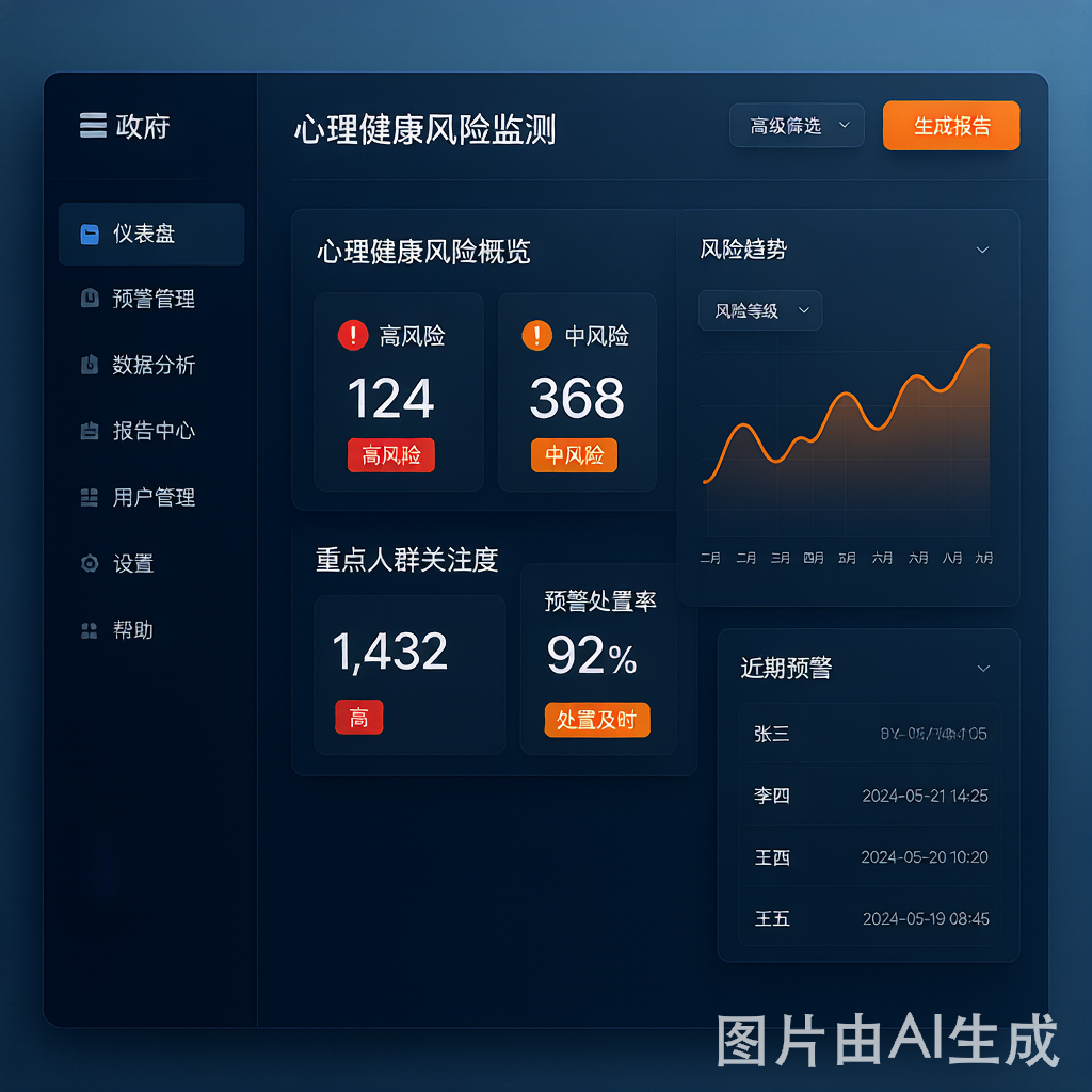 政府监管心理健康预警与数据驾驶舱场景
